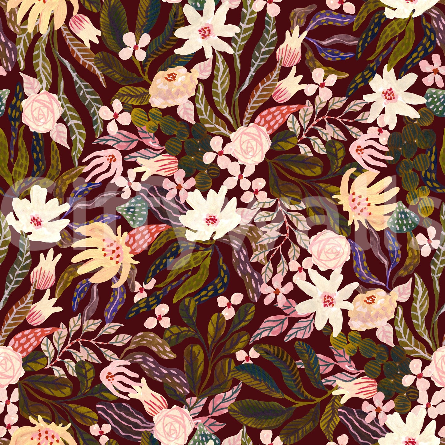 Midnight Botanical Garden Wallpaper