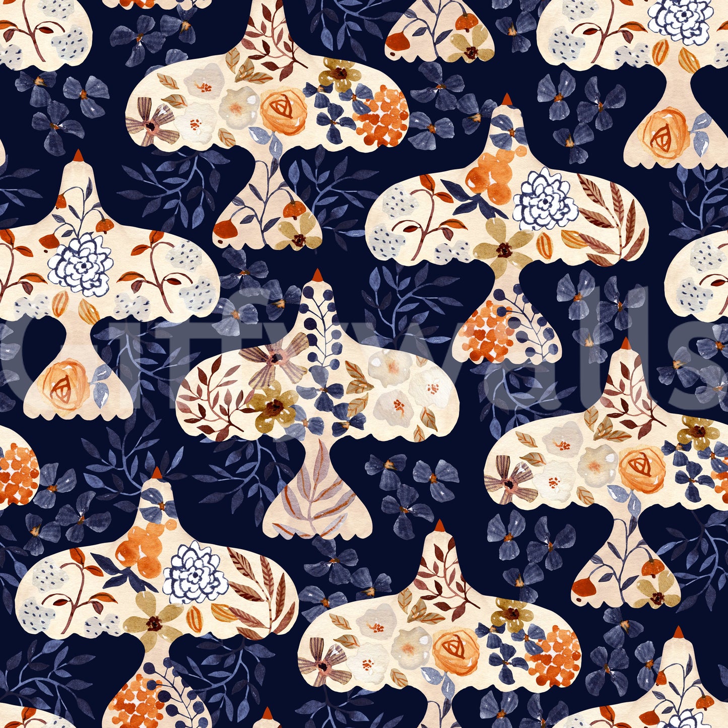 Enchanted Bird Garden Motif Wallpaper