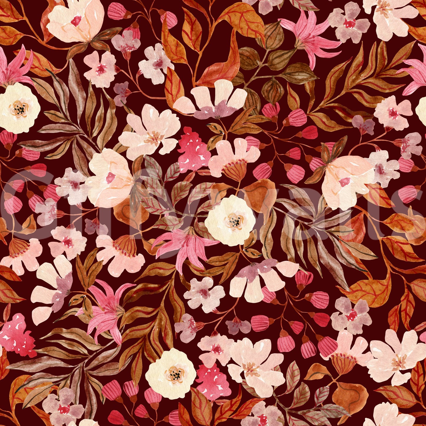 Autumn Garden Watercolor Blooms Wallpaper