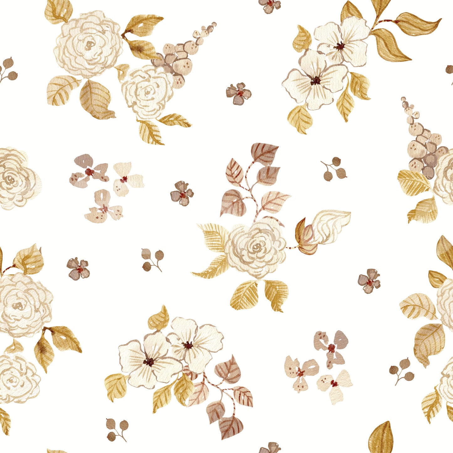 Watercolor Autumn Rose Botanical Wallpaper