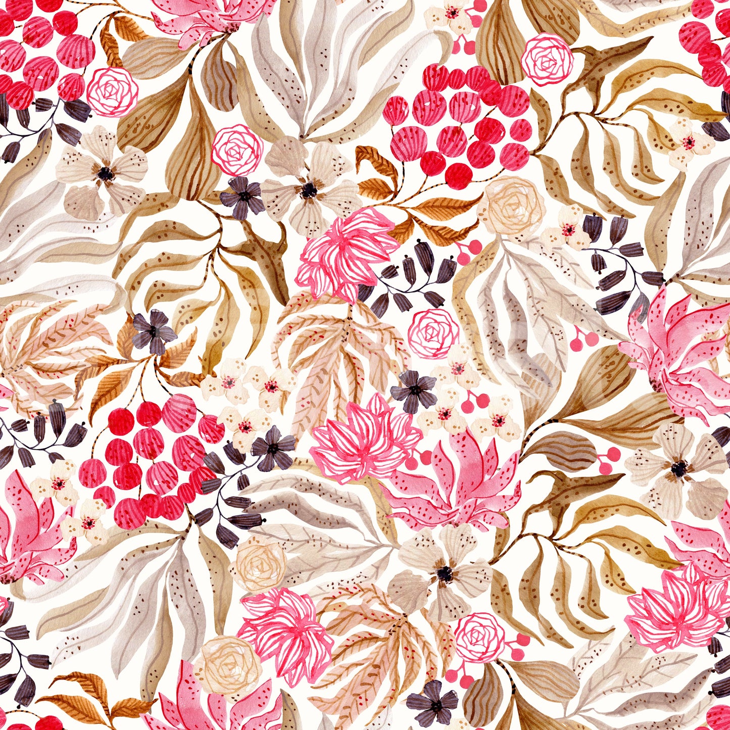 Modern Whimsical Berry Garden Wallpaper