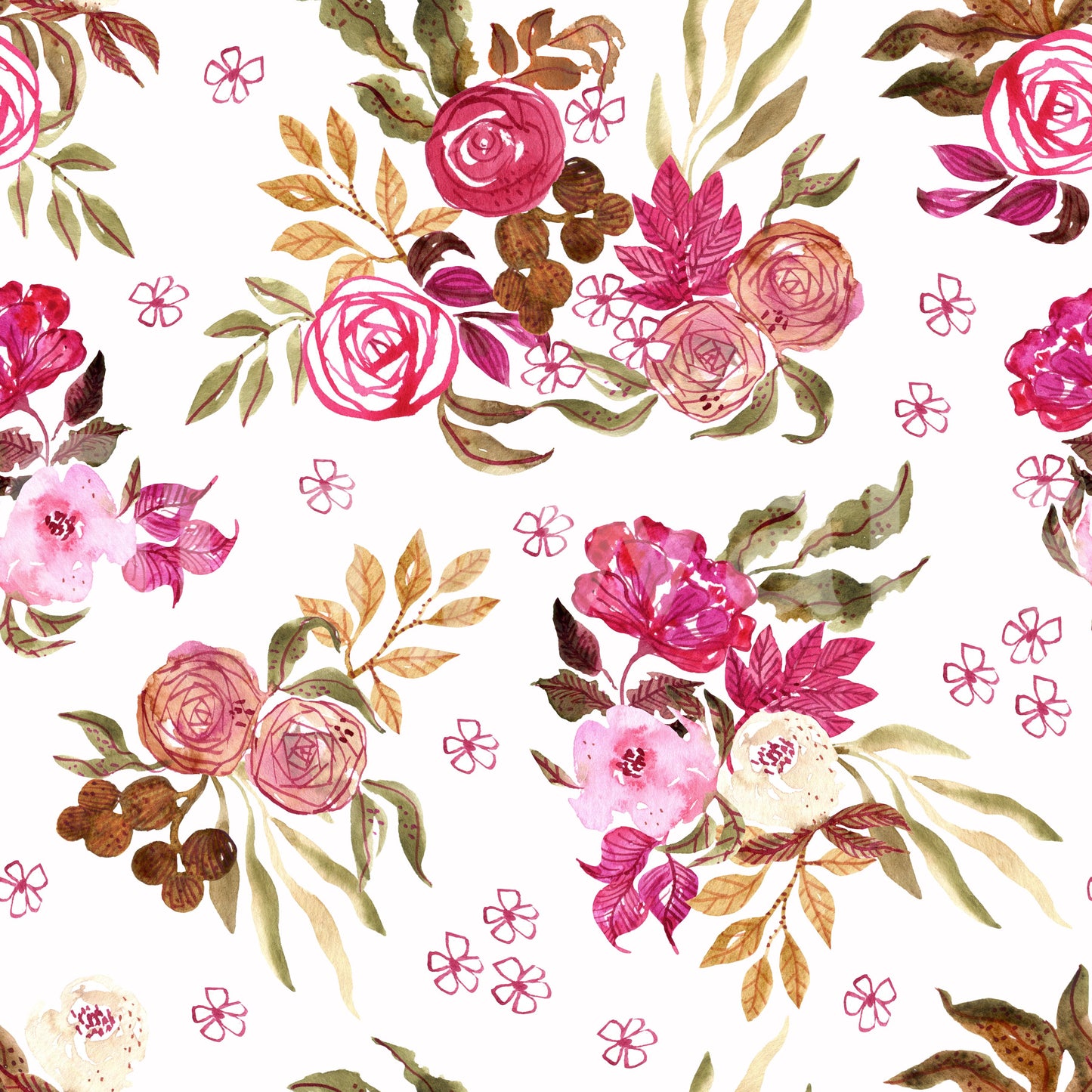 Crimson Rose Watercolor Bouquet Wallpaper