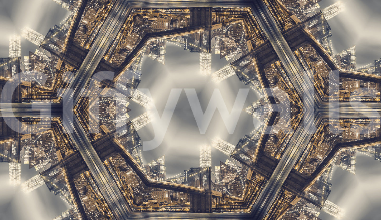 Urban Skyline Starburst Symmetry Wallpaper