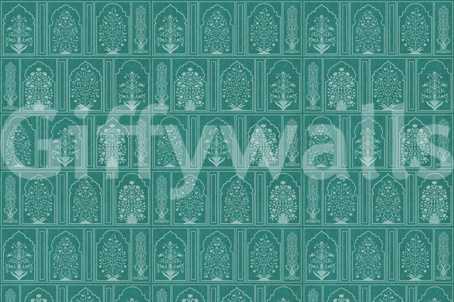 Mughal Garden Teal Archways Wall Mural