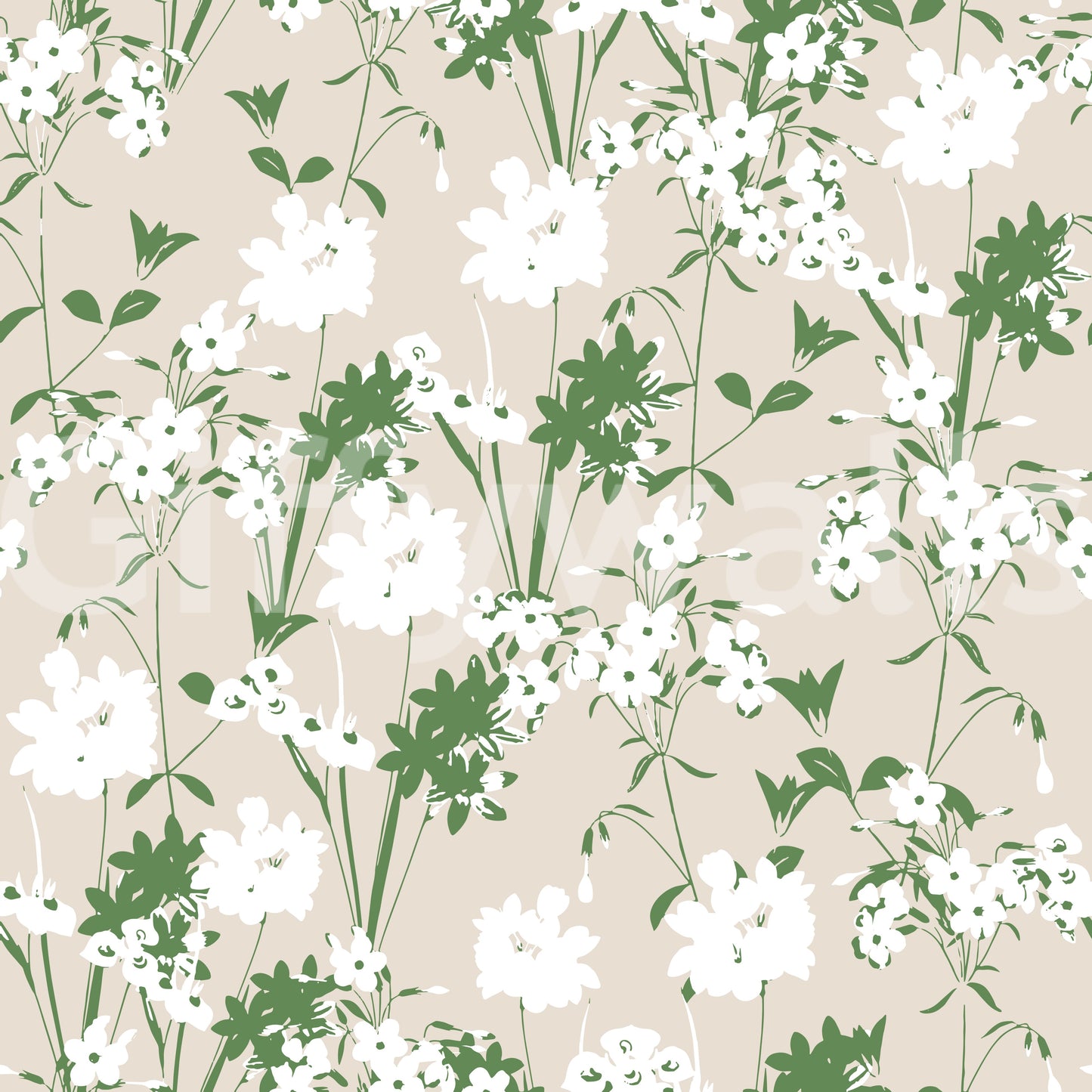 Minimalist Sage Meadow Silhouette Wallpaper