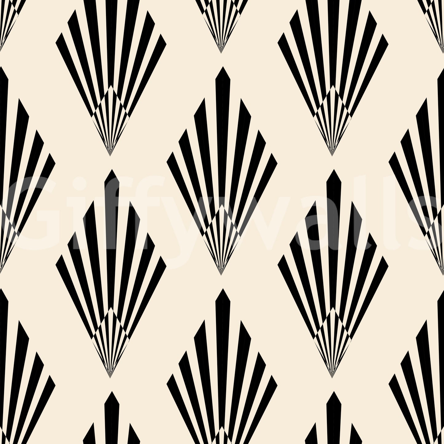 Geometric Art Deco Fan Pattern Wallpaper