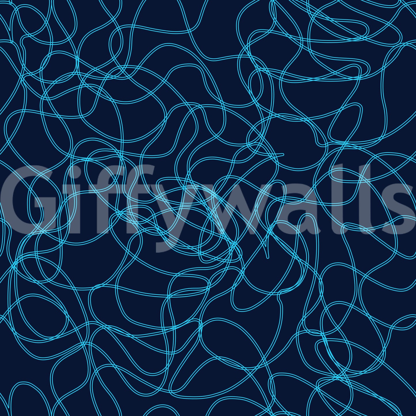 Navy Fluid Scribble Art Wallpaper