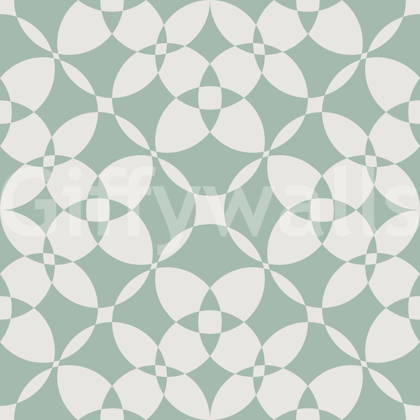 Sage Geometric Interlocking Arcs Wallpaper