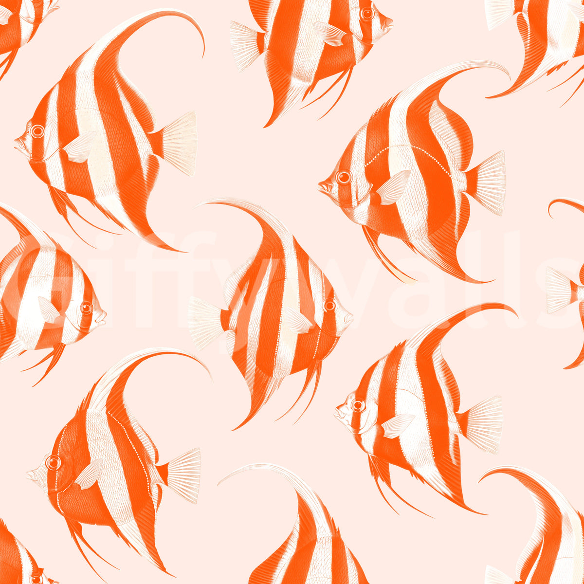 Orange angelfish wallpaper swatch showing fish on a soft peach background GD12275