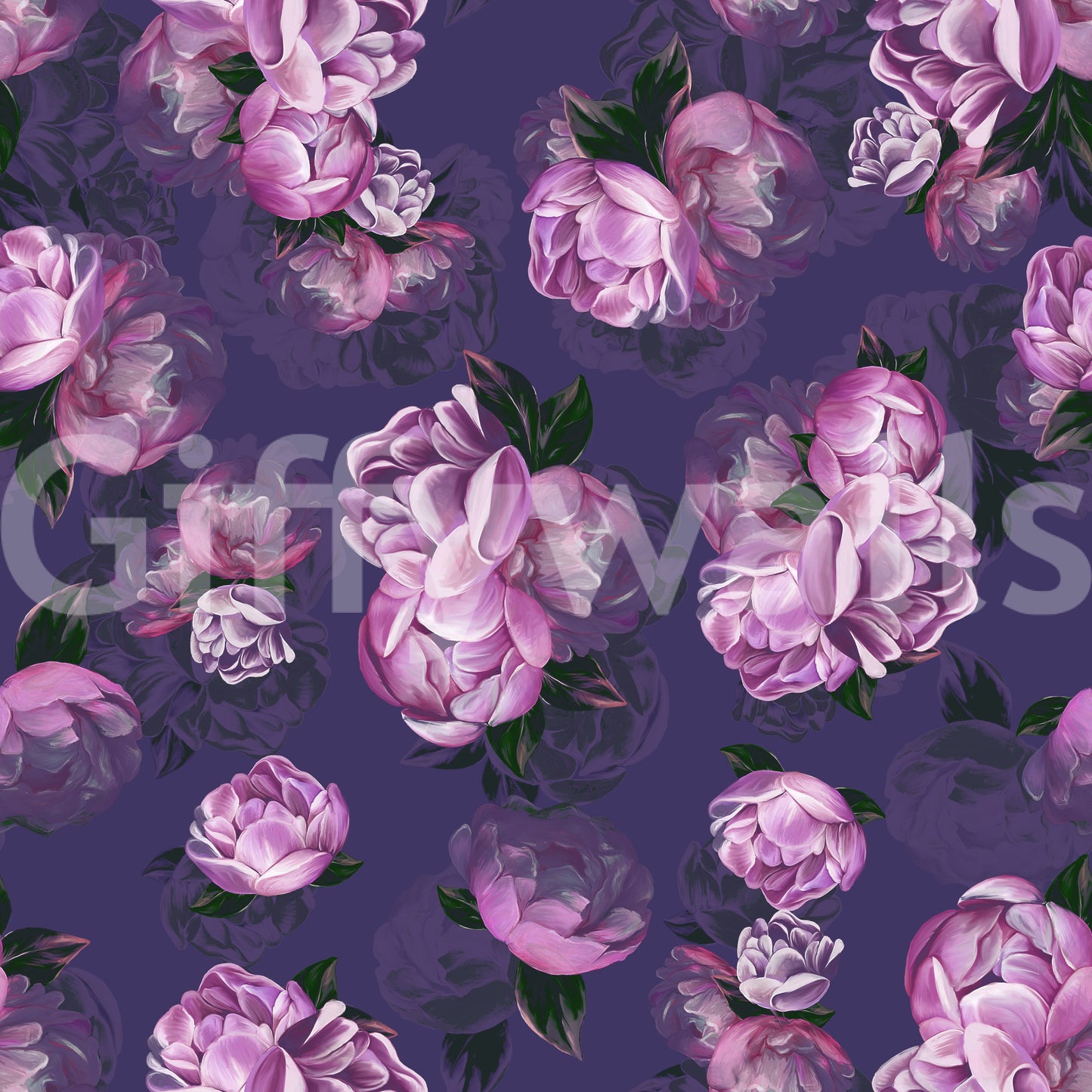 Velvet Peony Bloom Floral Art Wallpaper