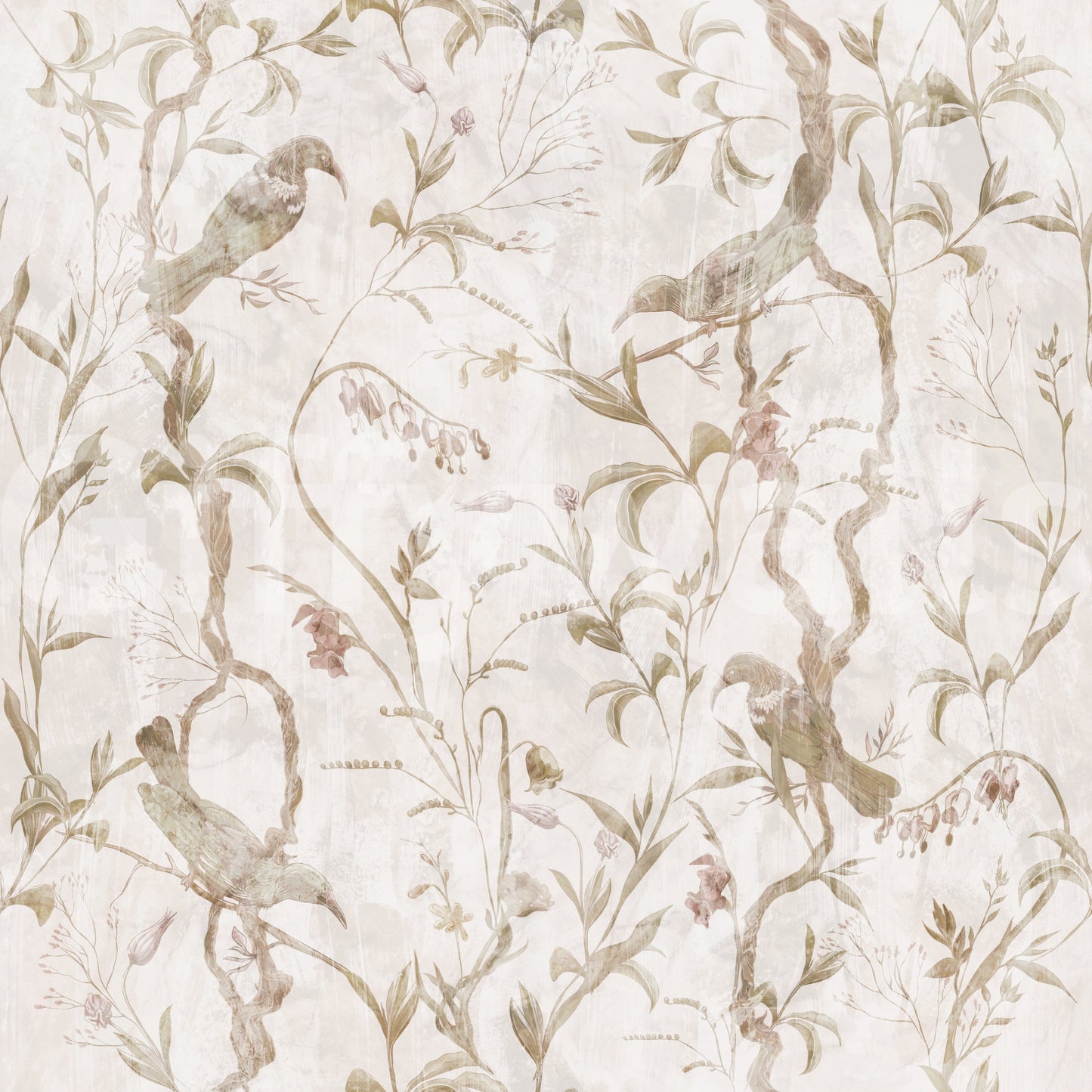 Ethereal Bird and Vine Illustration Wallpaper