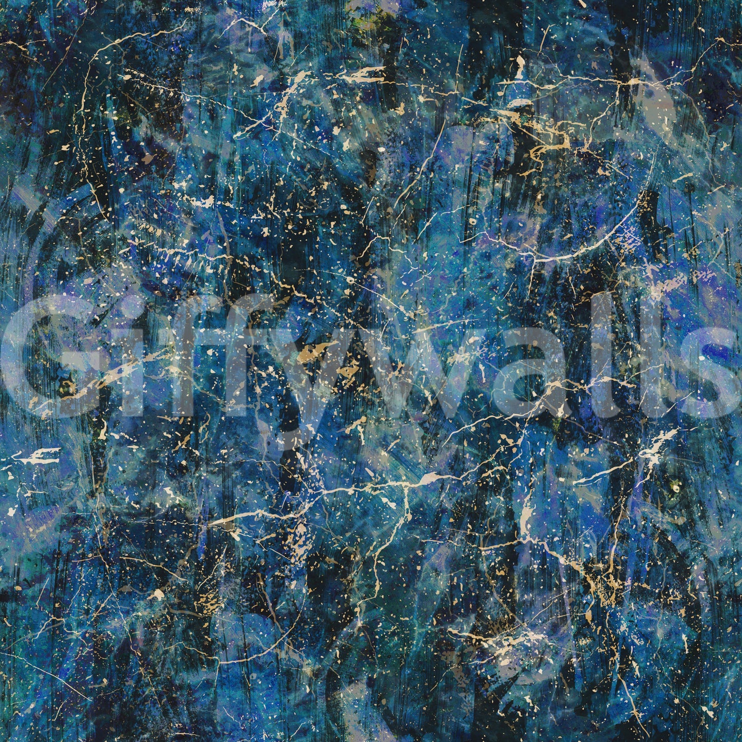Midnight Marble Vein Abstract Wallpaper