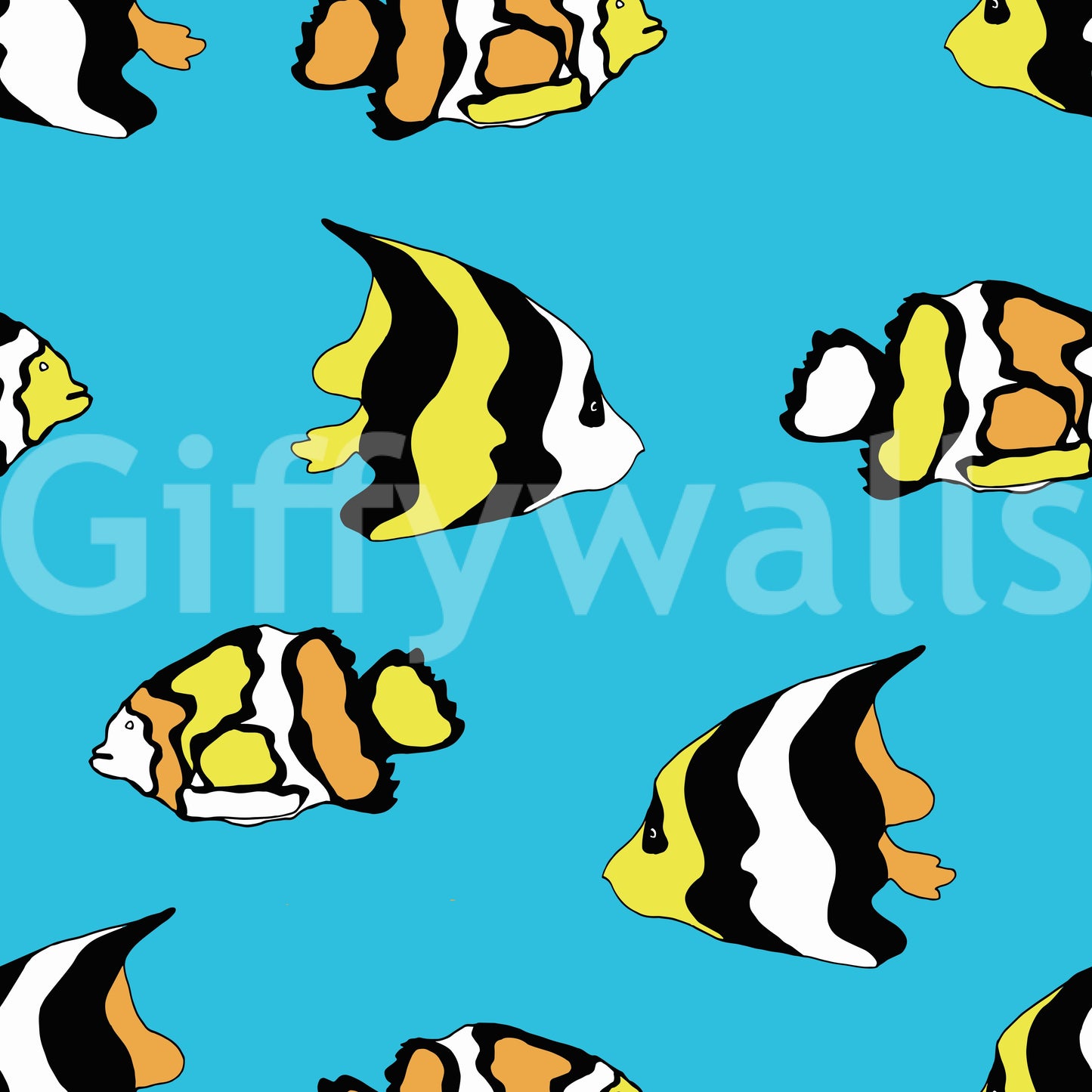 Tropical Fish Playful Ocean Pattern Wallpaper