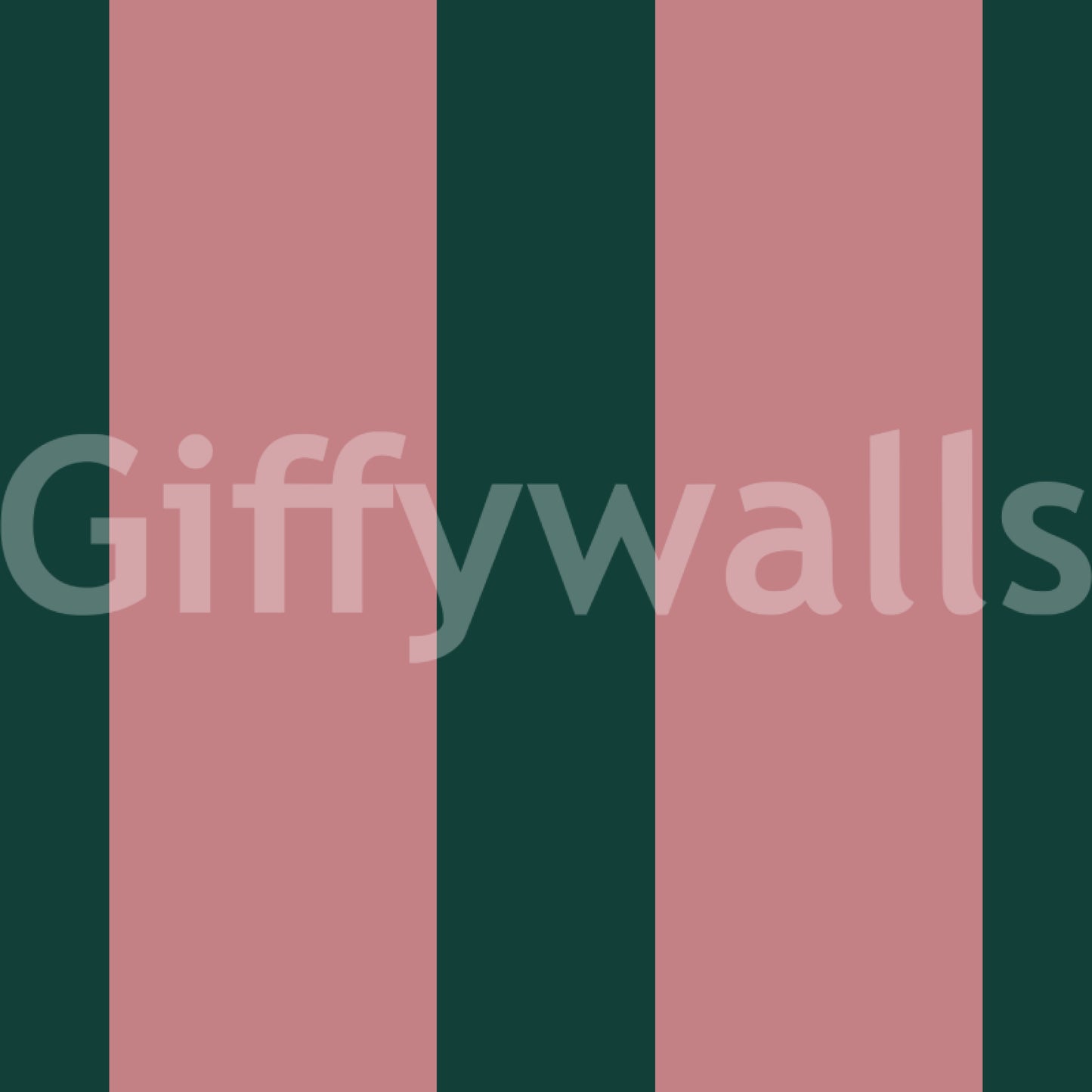 Deep Forest and Dusky Pink Vertical Stripes Wallpaper