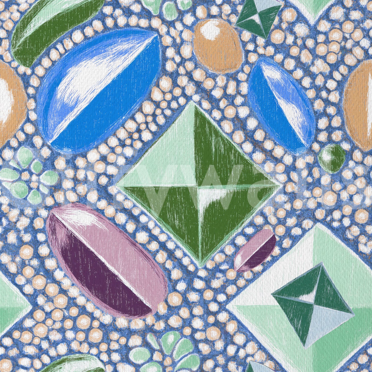 Royal Gemstones Blue Pastel Wallpaper