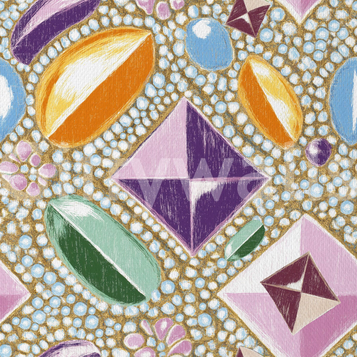 Royal Gemstones Pink Pastel Wallpaper