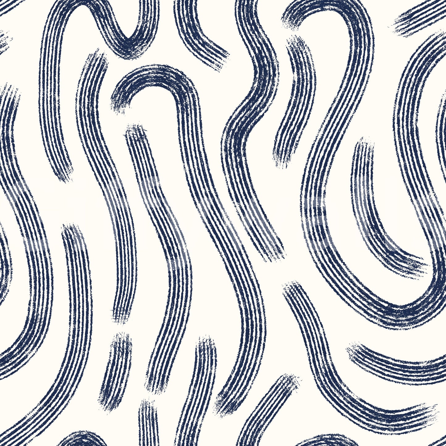 Indigo Fluid Lines Wallpaper