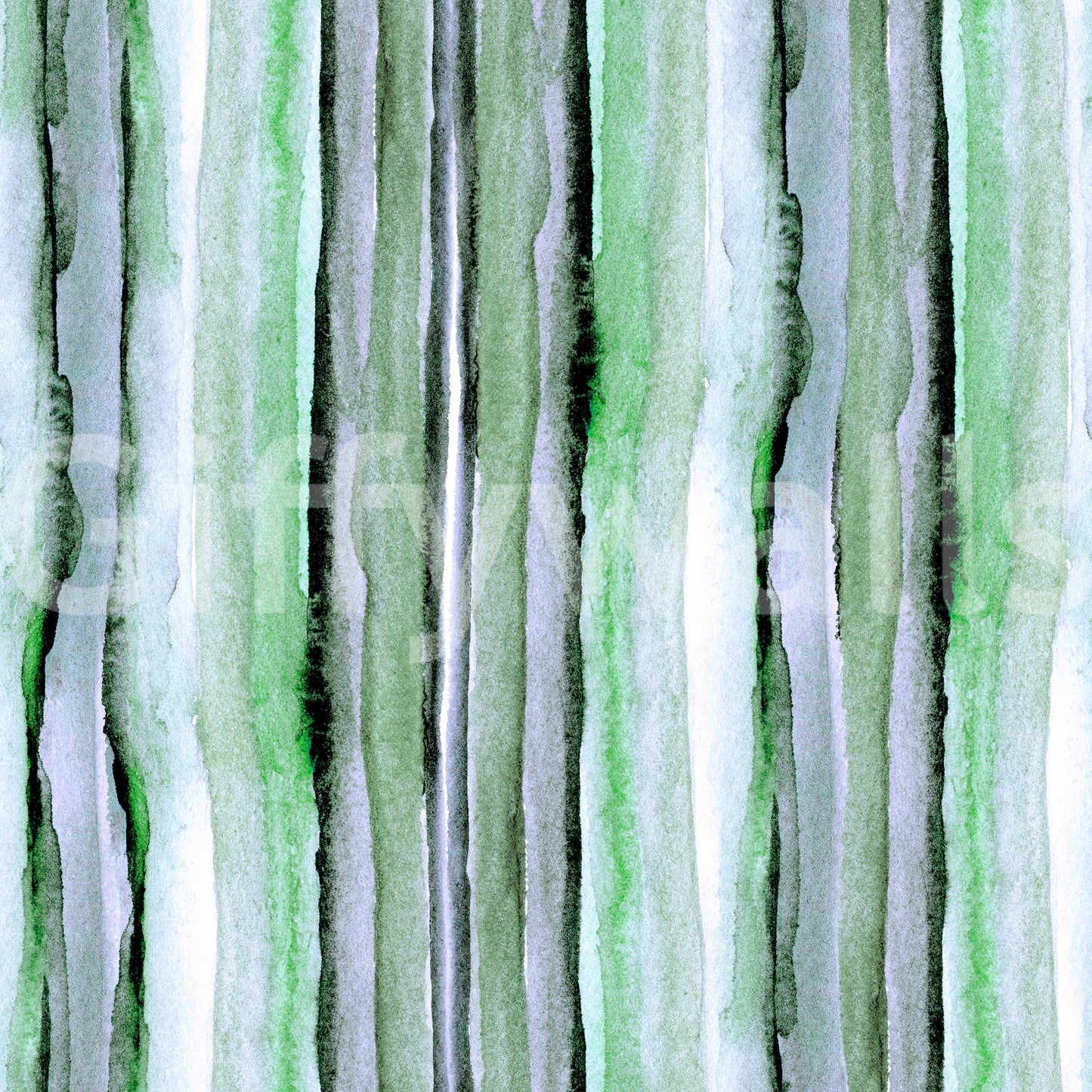 Verdant Watercolor Vertical Stripes Wallpaper