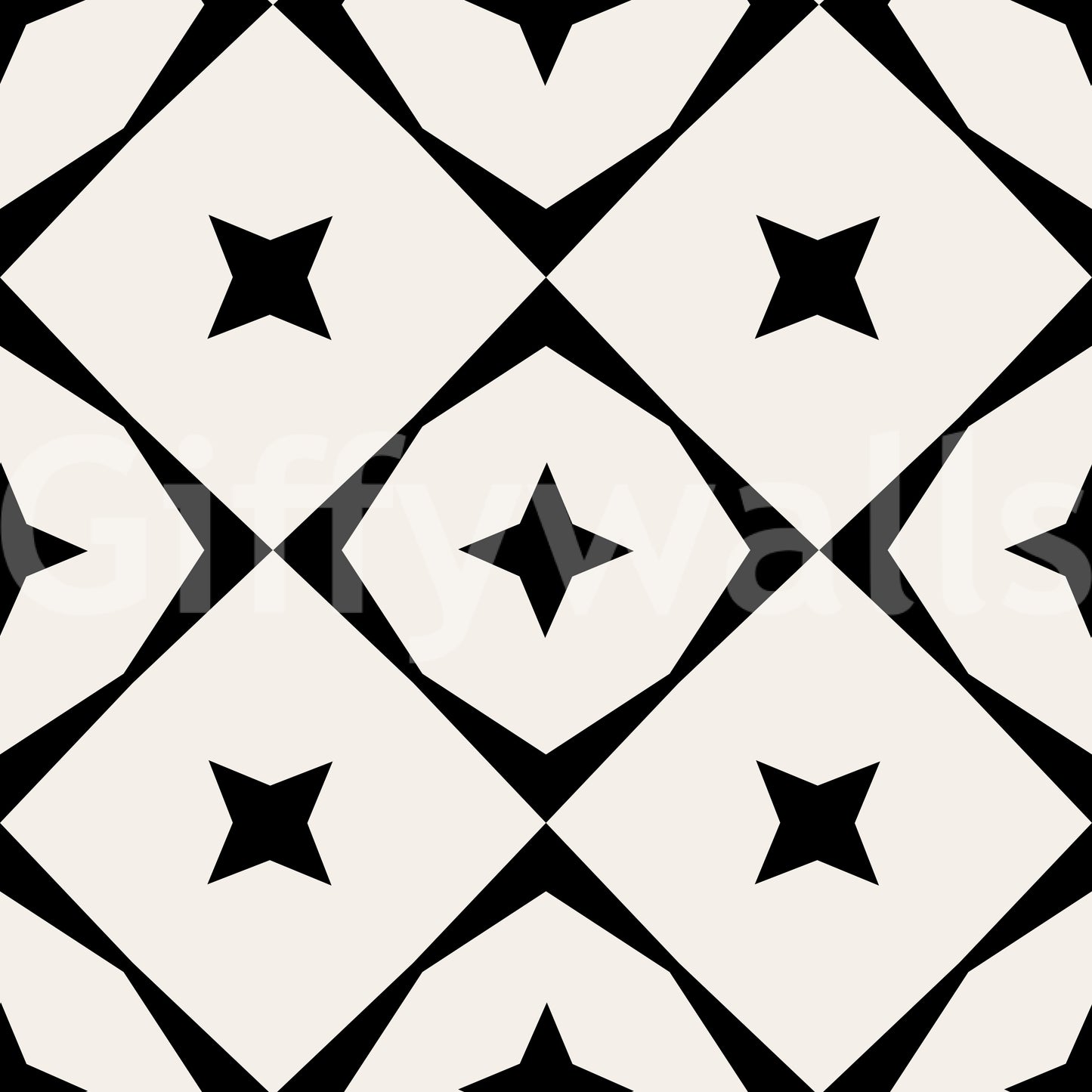 Monochrome Geometric Star Grid Wallpaper