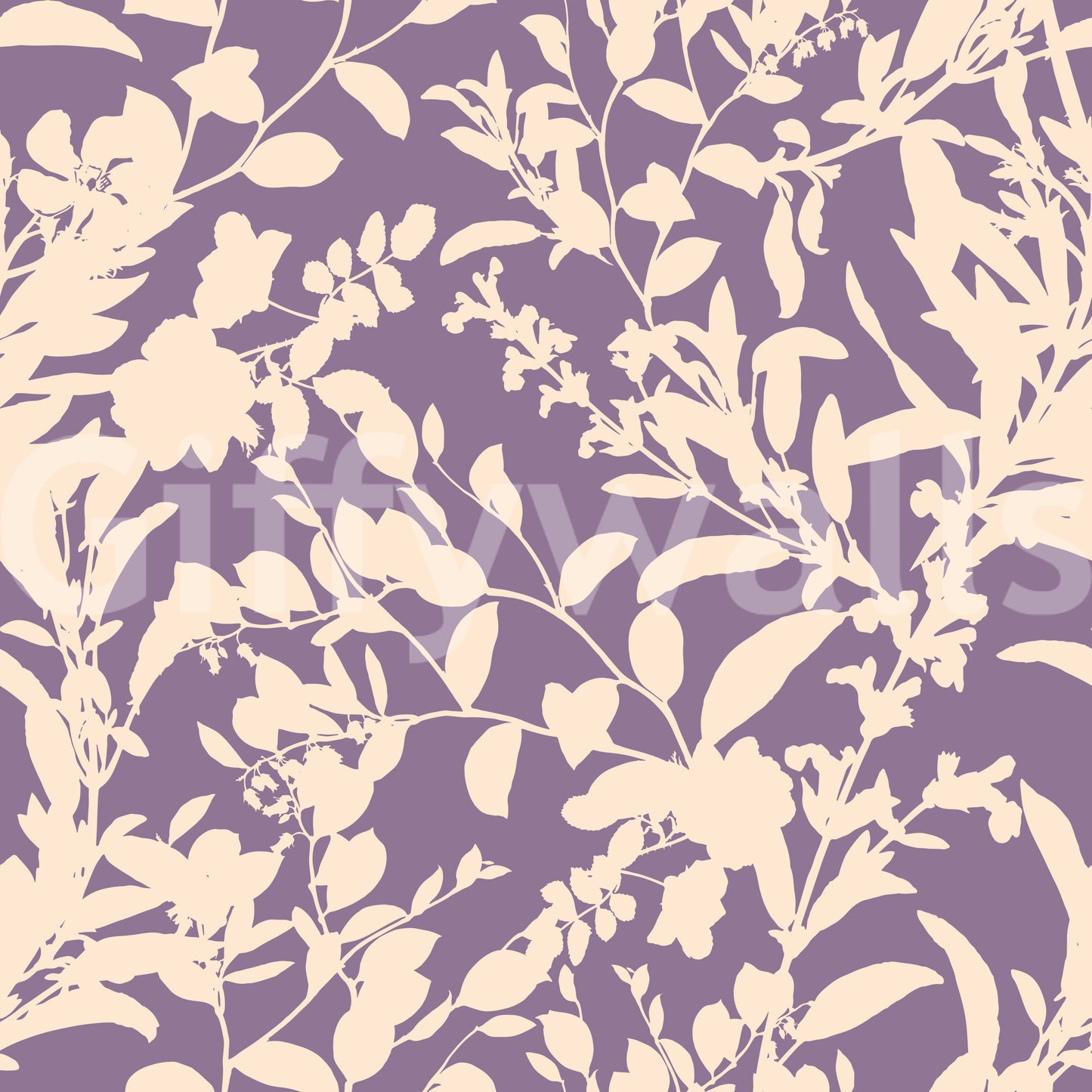 Cream Botanical Silhouette Wallpaper