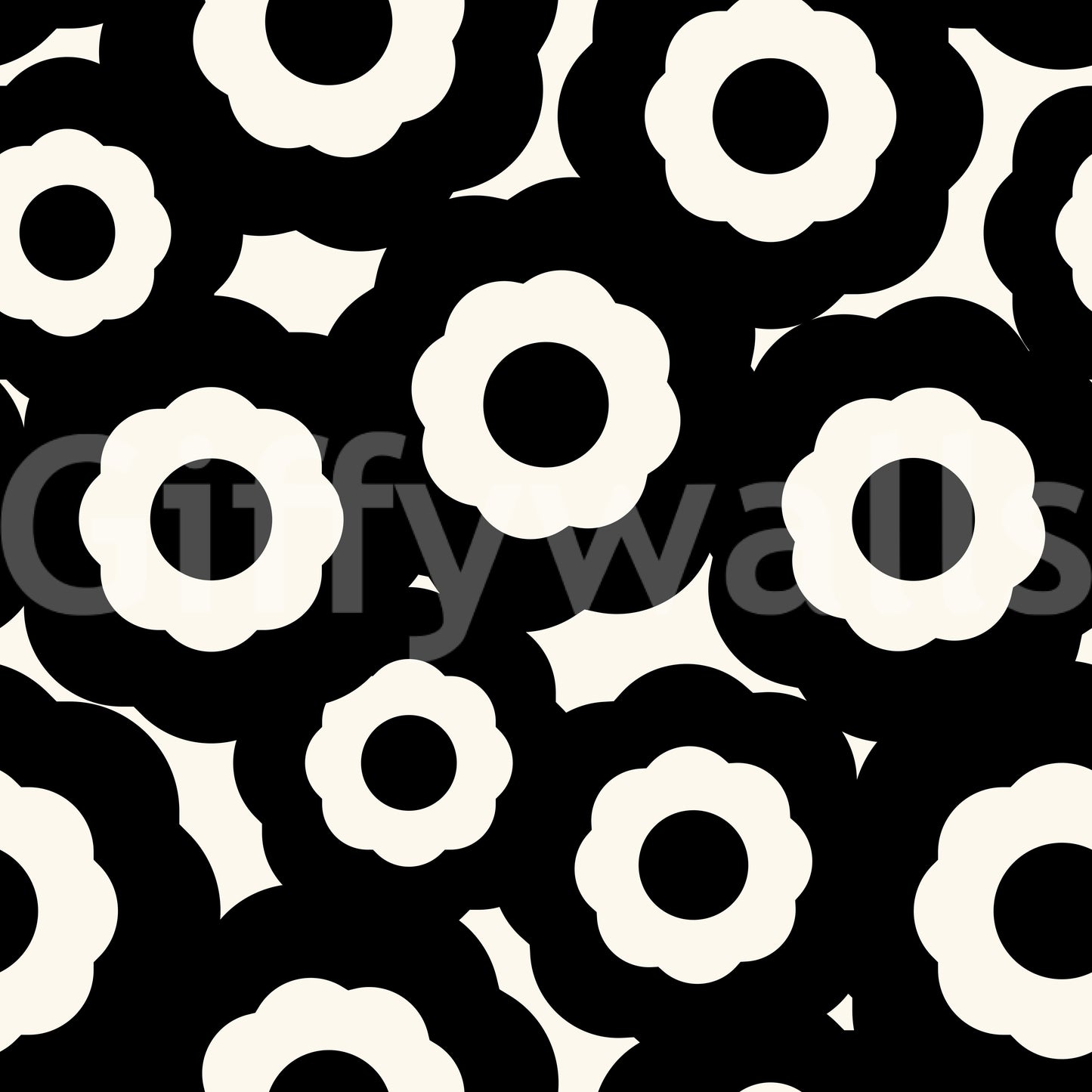 Modernist Flower Repeat Pattern Wallpaper