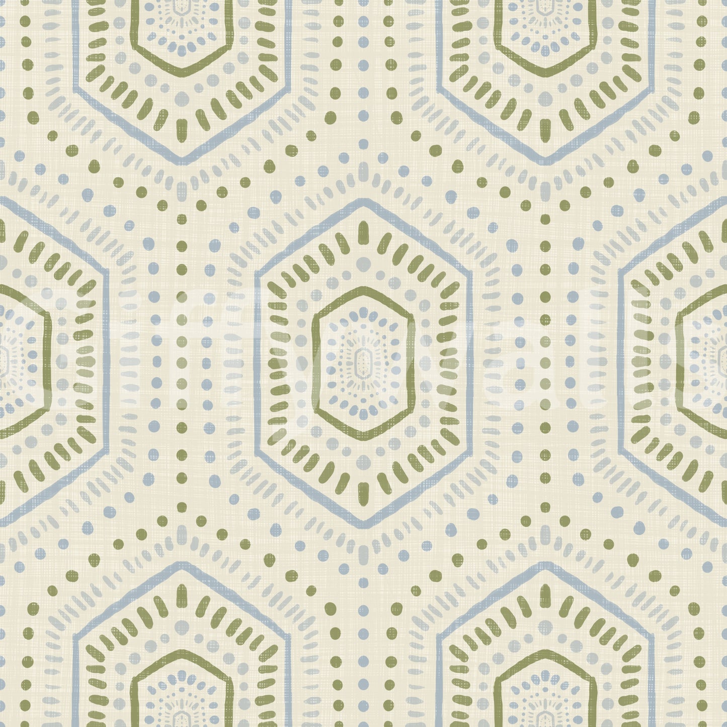 Boho Painted - Abstract Mudcloth Hexagons Tribal Geometric Pattern French Wallpaper