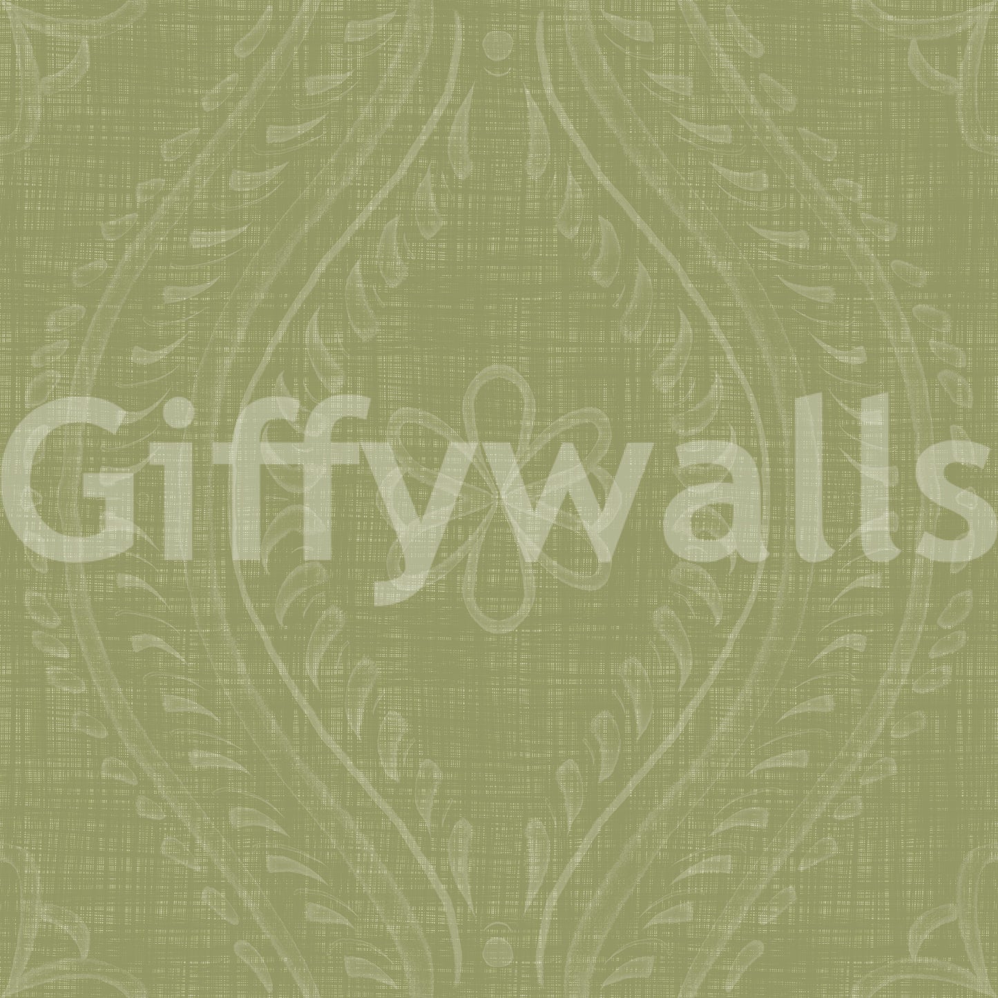 Faded Ogee Damask - Meadow Green Wallpaper