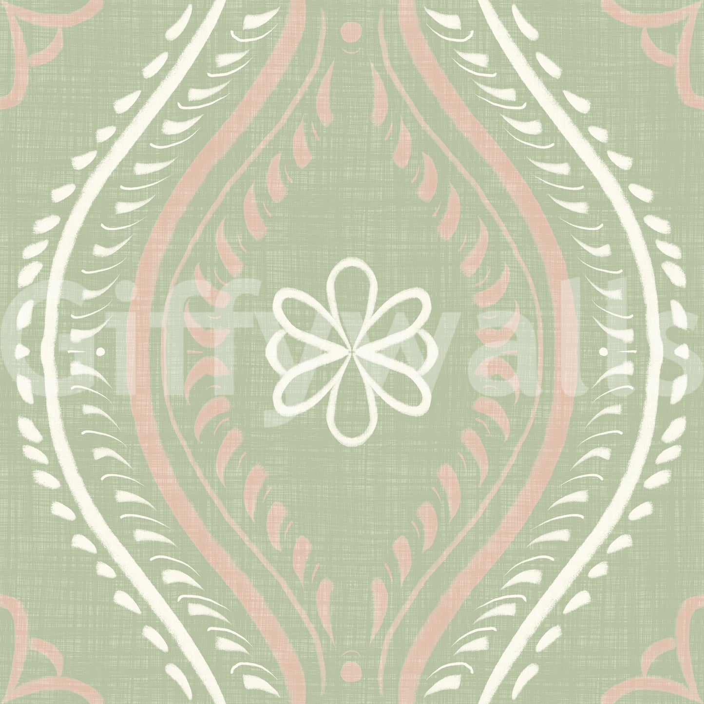 Faded Ogee Damask - Timeless Grandmillennial Wallpaper
