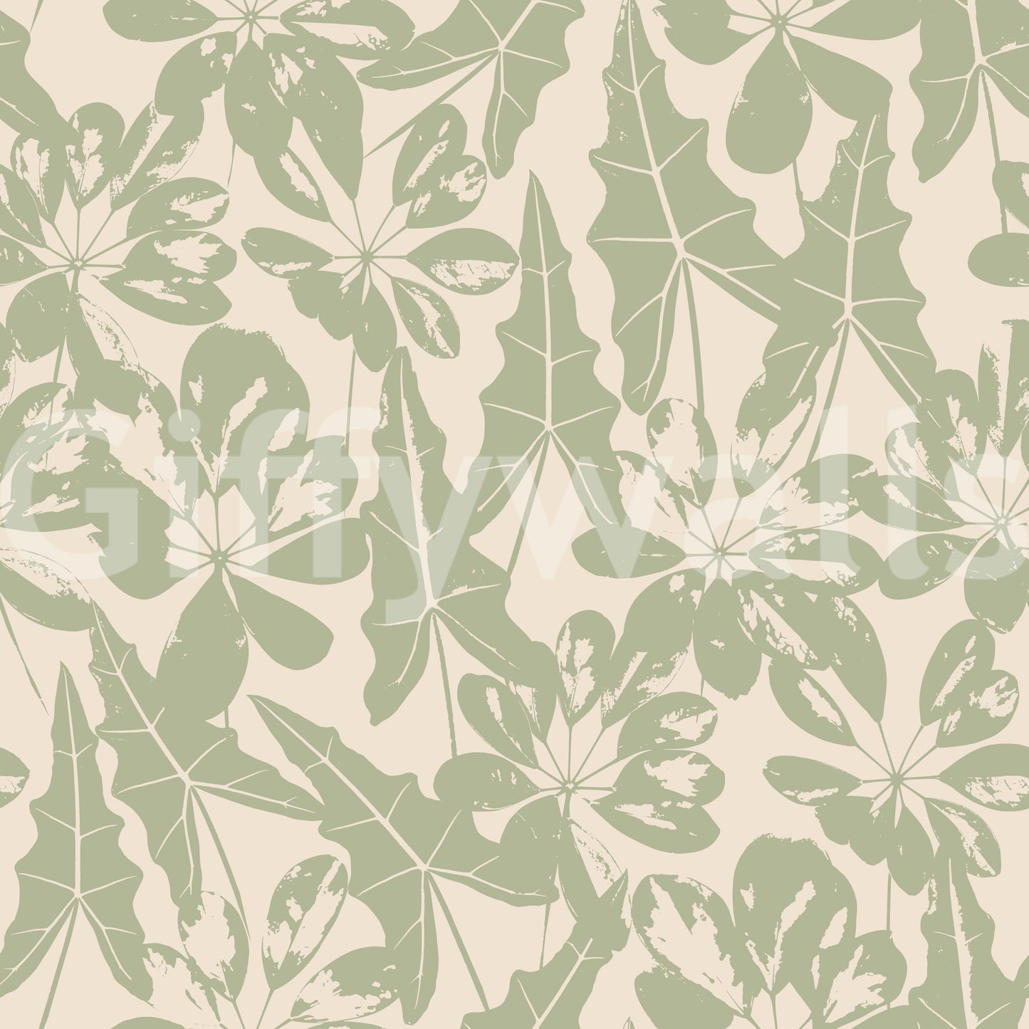 Serene Tropical Foliage Repeat Wallpaper