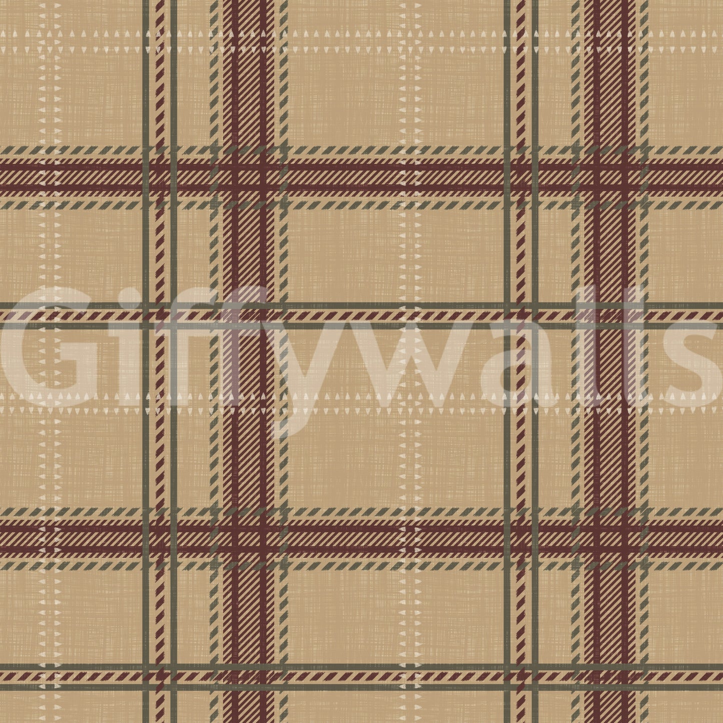 Winter Heritage - Windowpane Tartan Plaid Check - Warm Earth Shade Wallpaper