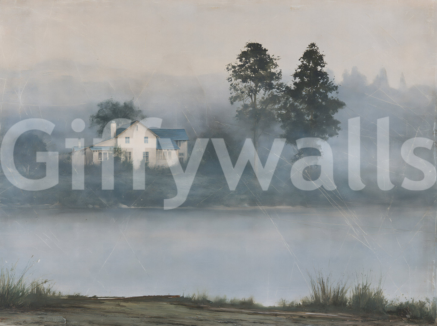 Foggy Morning Shoreline Retreat Wall Mural