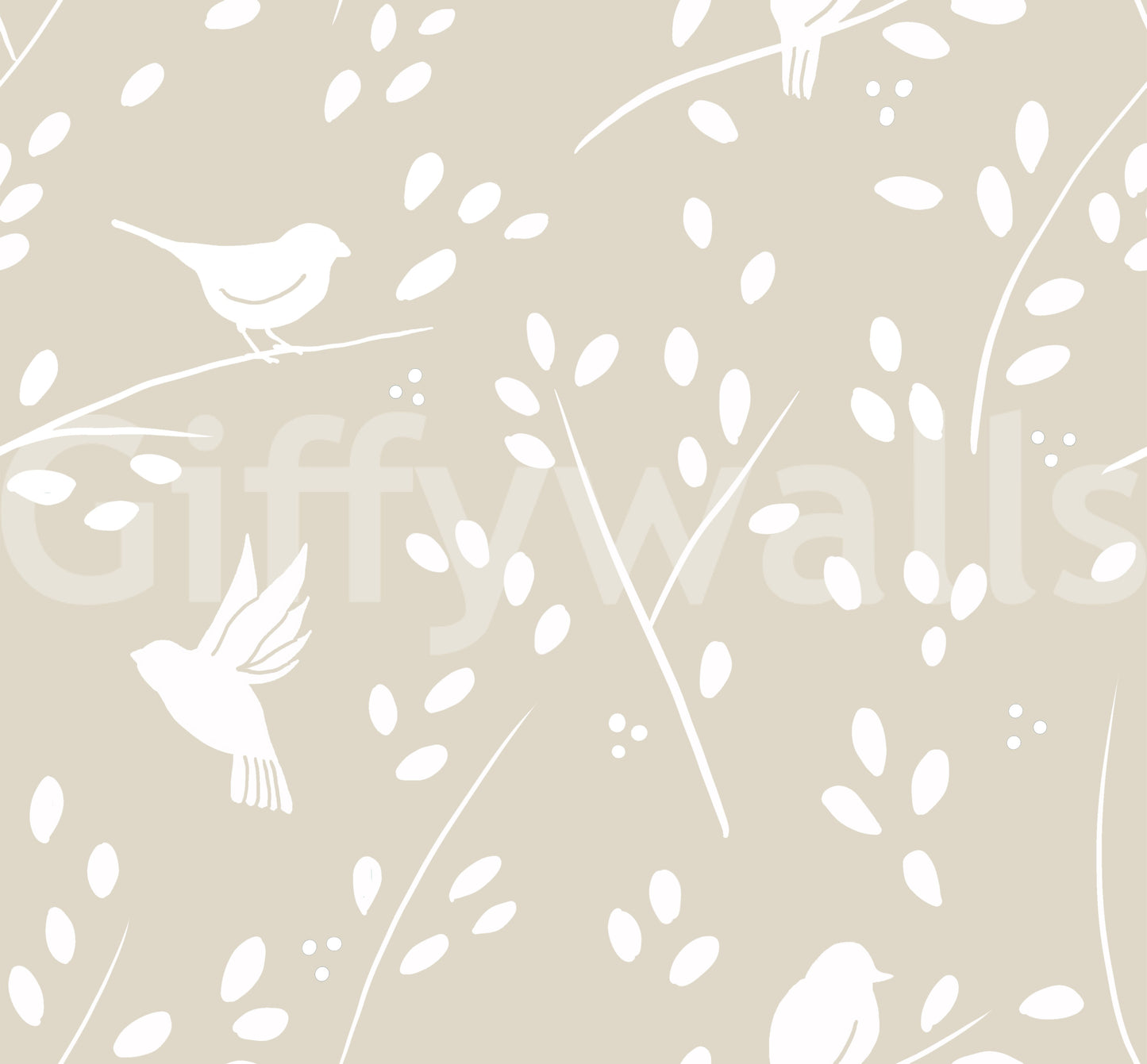 Serene Minimalist Garden Birds in Soft Taupe Wallpaper