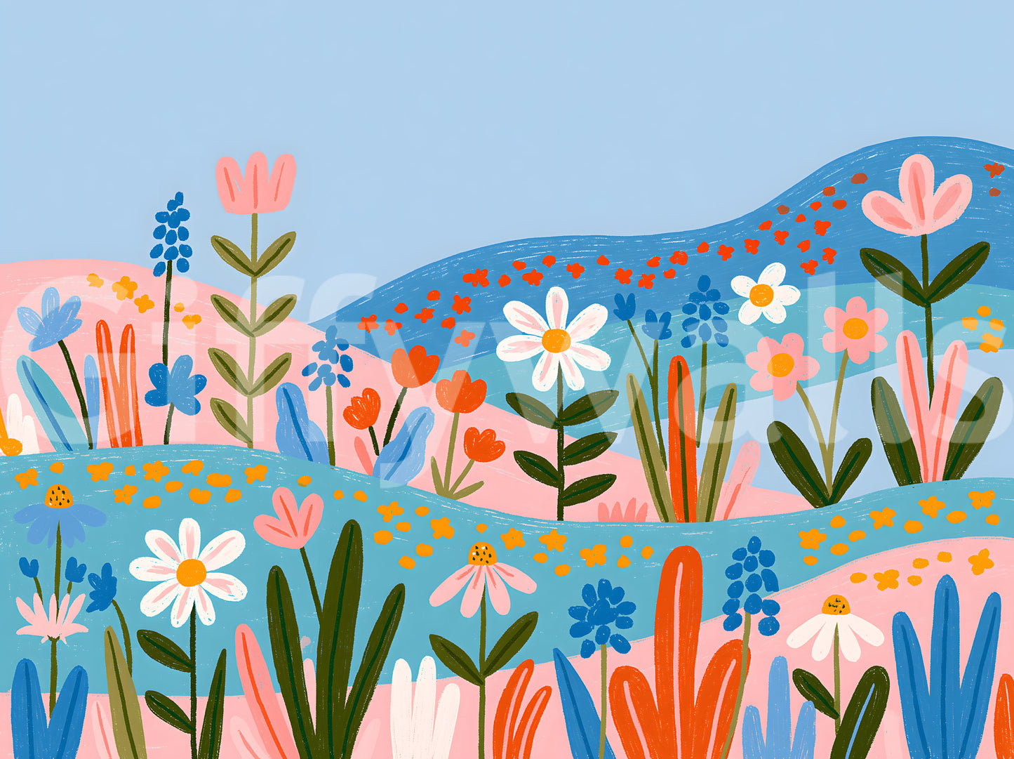 Bohemian Spring Meadow Landscape Wall Mural