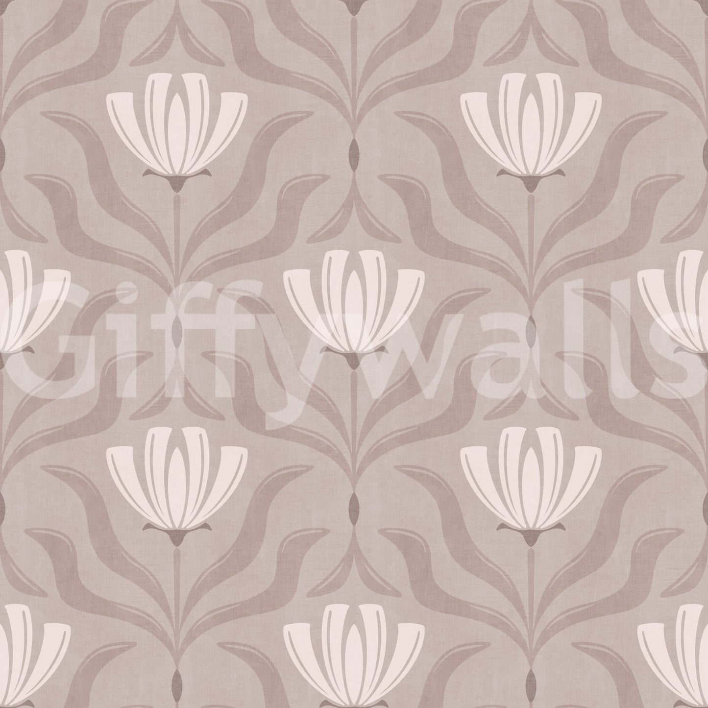 Minimalist Botanical Blossom Taupe Wallpaper