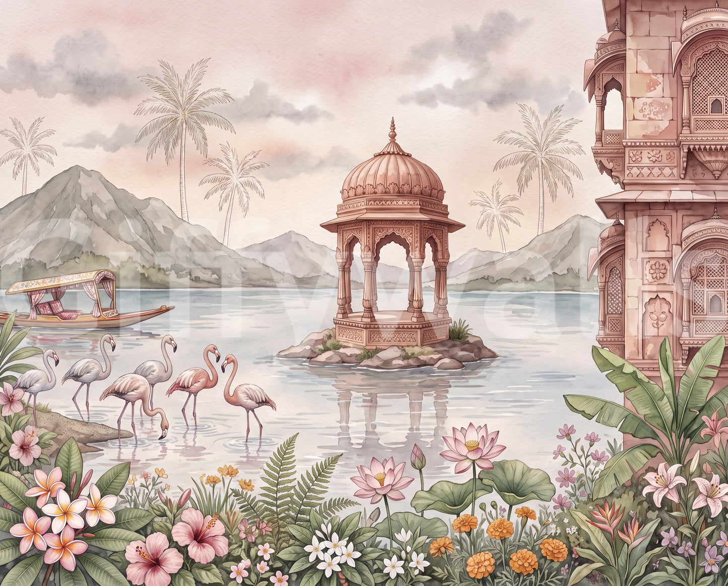 The Flamingo Lake Pavilion Wall Mural