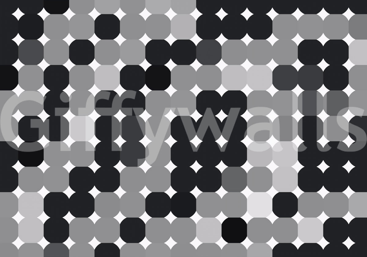 Monochrome Geometric Dot Grid Wall Mural