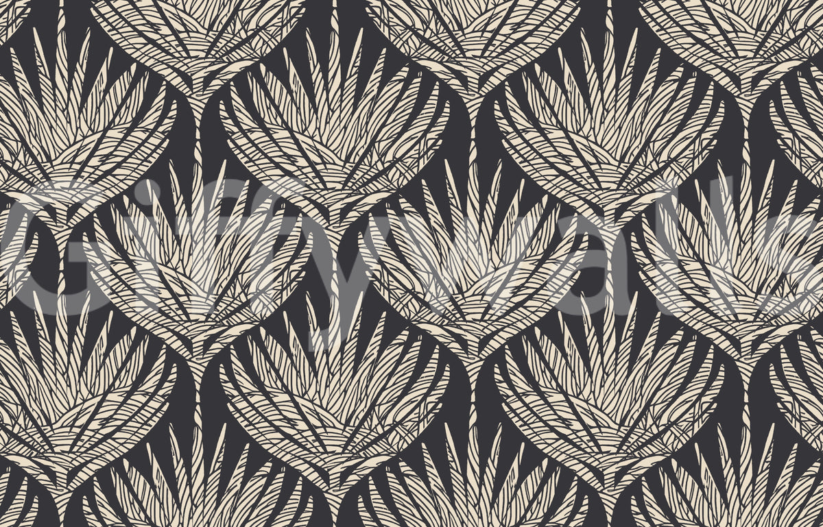 Graphic Fan Botanical Silhouette Wallpaper
