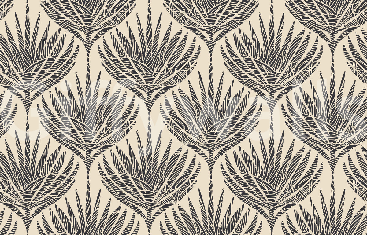 Graphic Fan Palm Silhouette Wallpaper