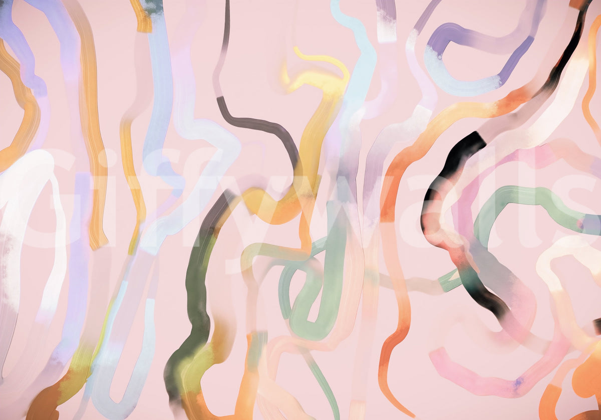 Abstract Painted Ribbons Wall Mural