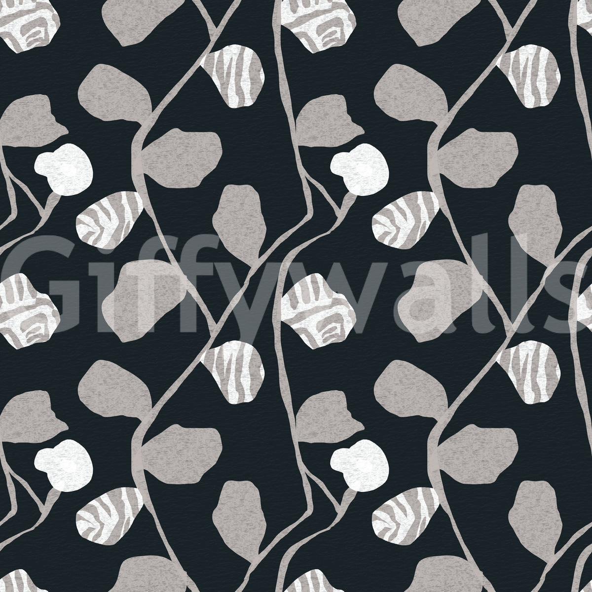 Minimalist Graphite Botanical Weave Wallpaper
