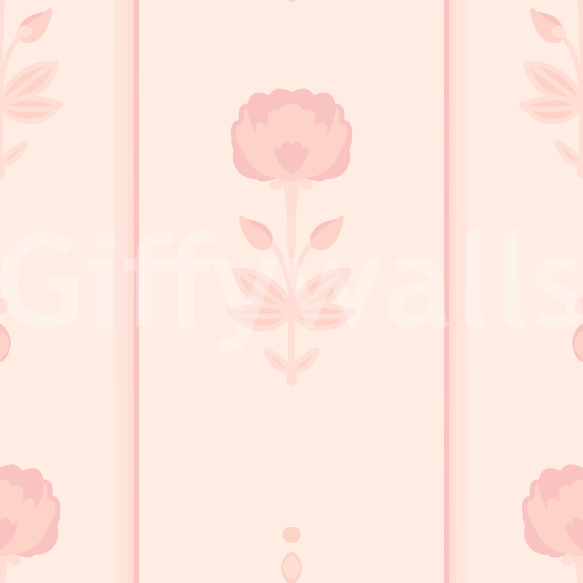 Soft Blush Floral Stripe Wallpaper