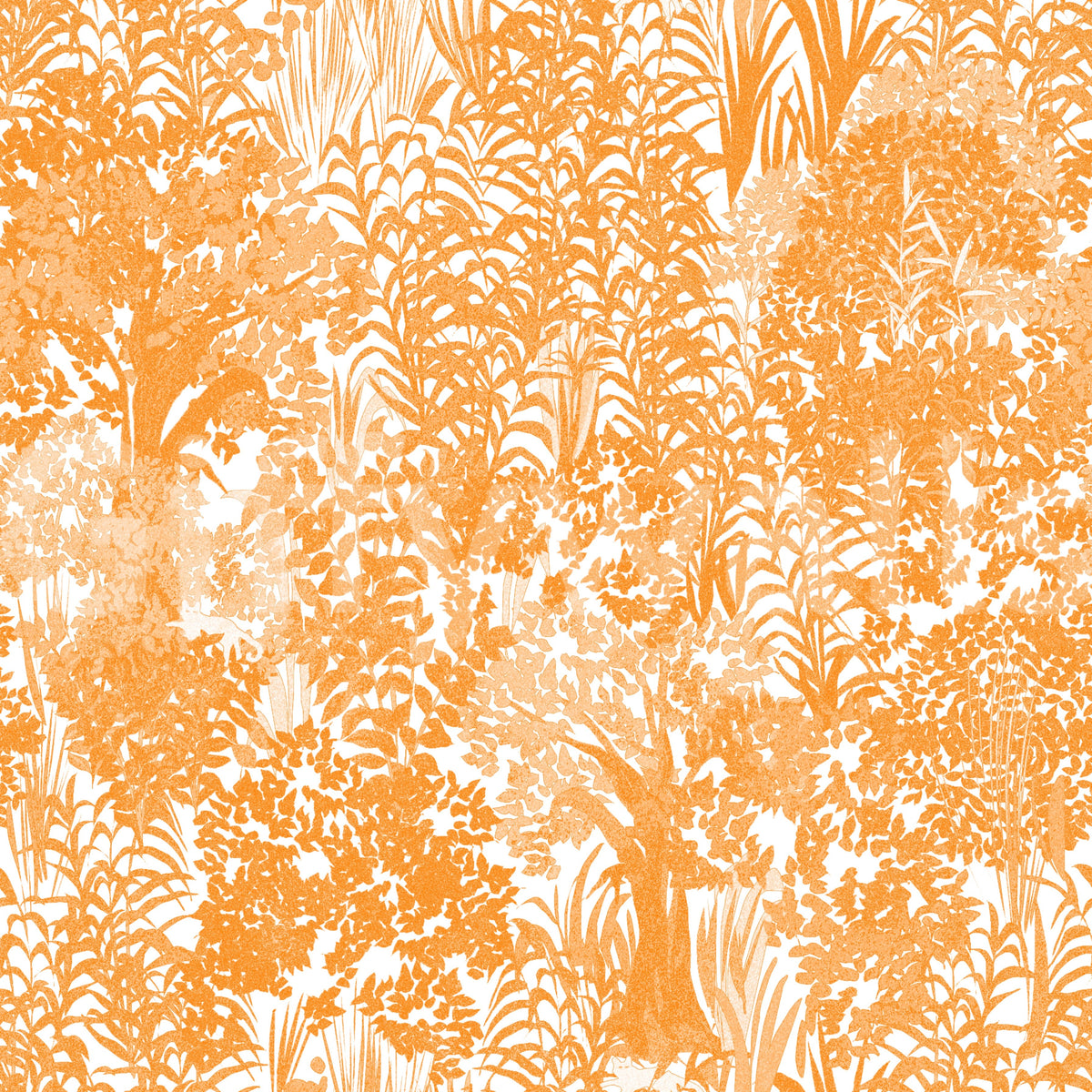 Orange Forest Silhouette Pattern Wallpaper