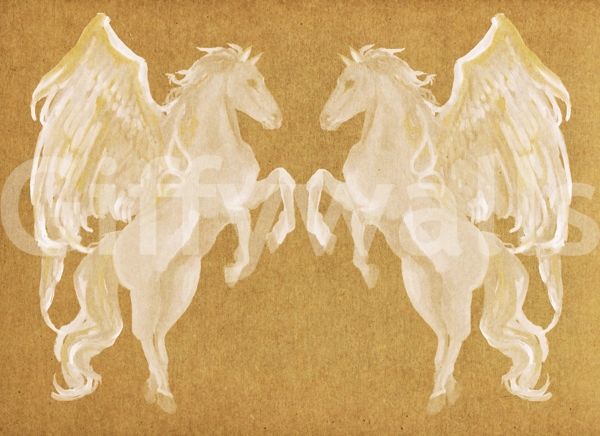 Rustic Mythological Pegasus Pattern Wall Mural