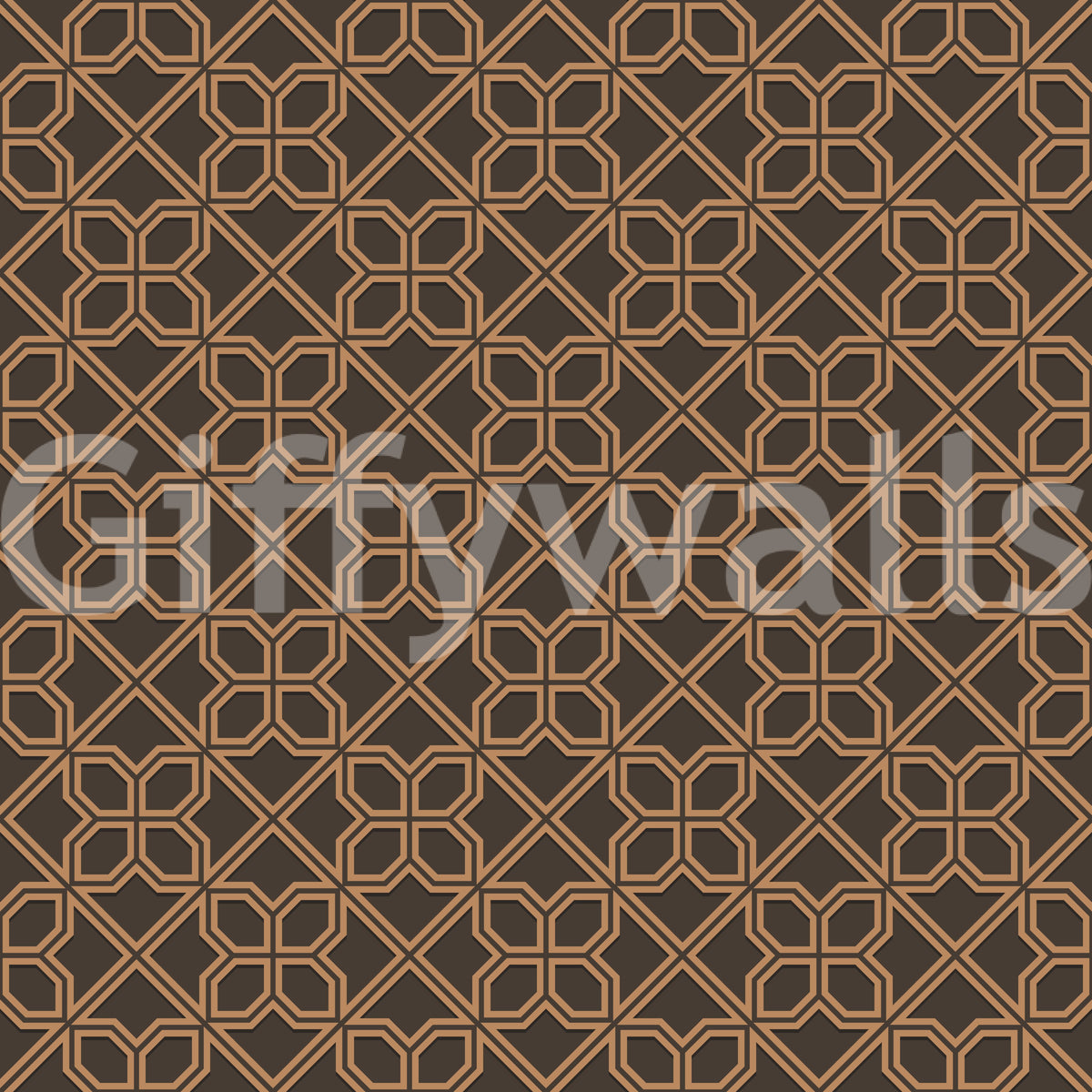 Geometric Lattice Bronze and Charcoal Wallpaper