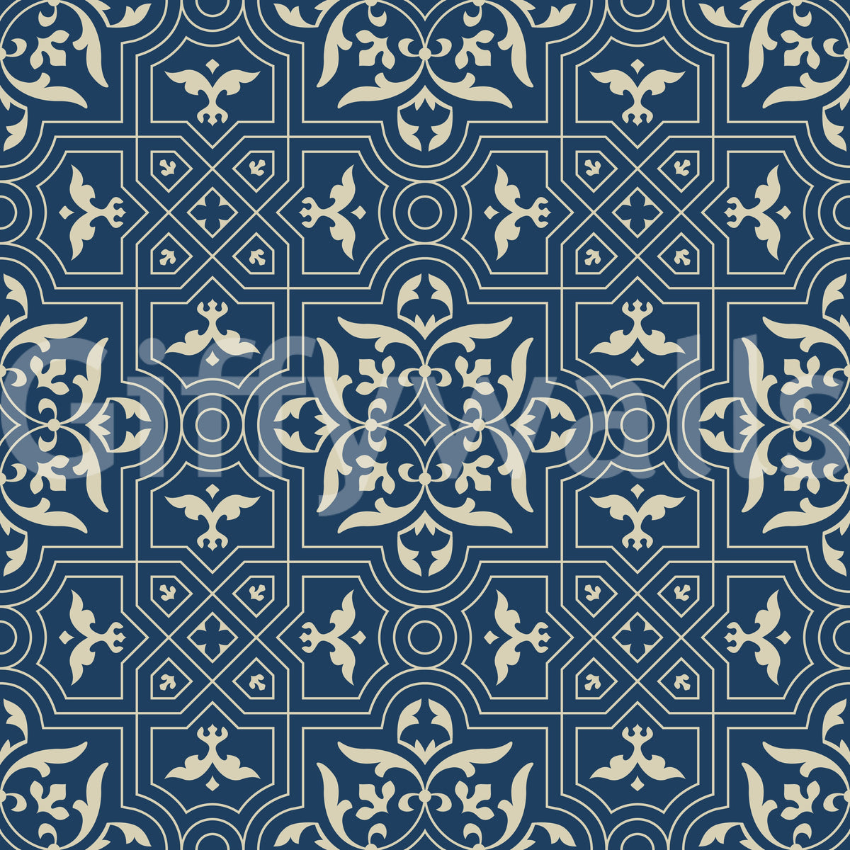 Midnight Damask Geometric Tile Wallpaper