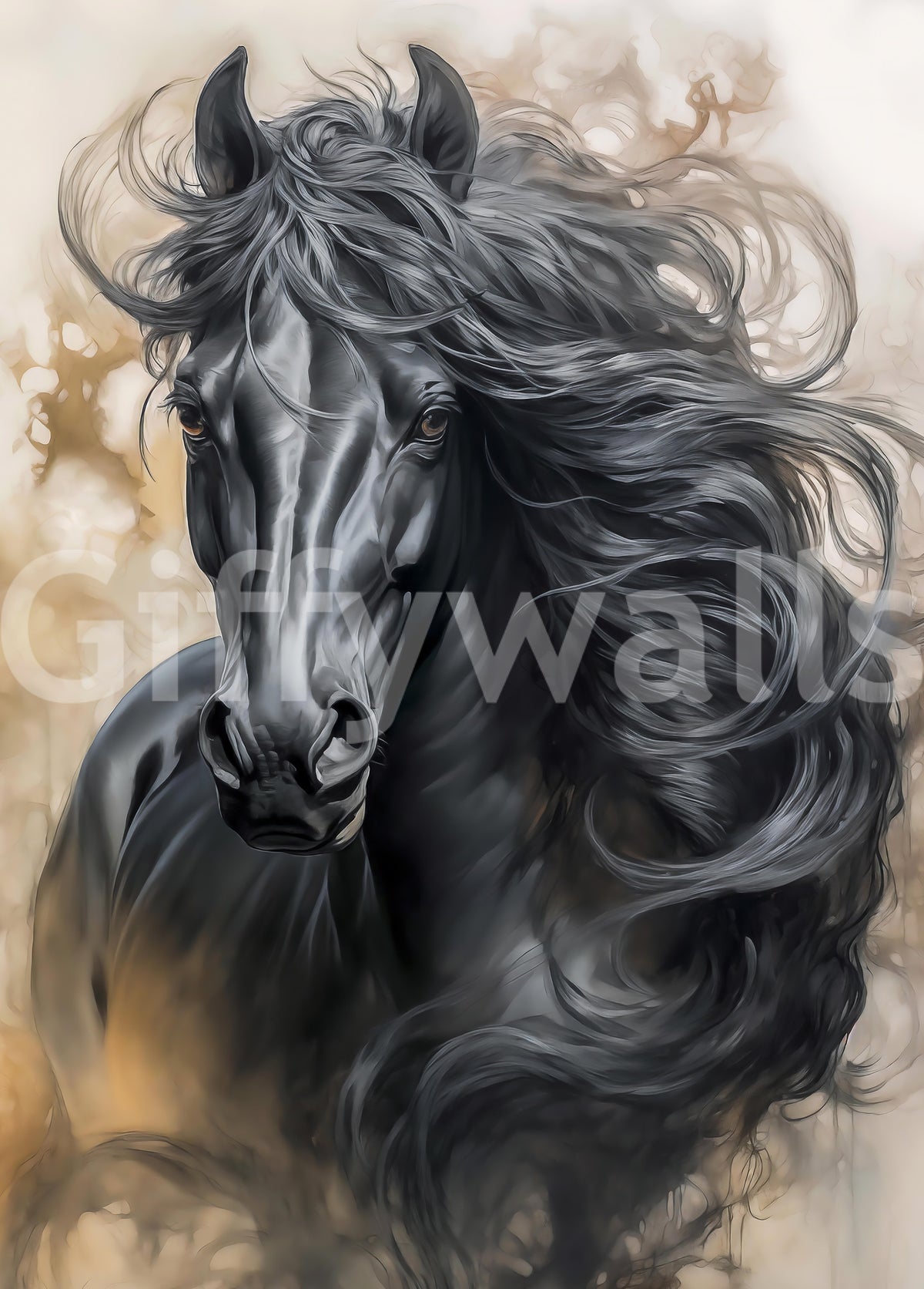 Black Horse Portrait Wall Mural