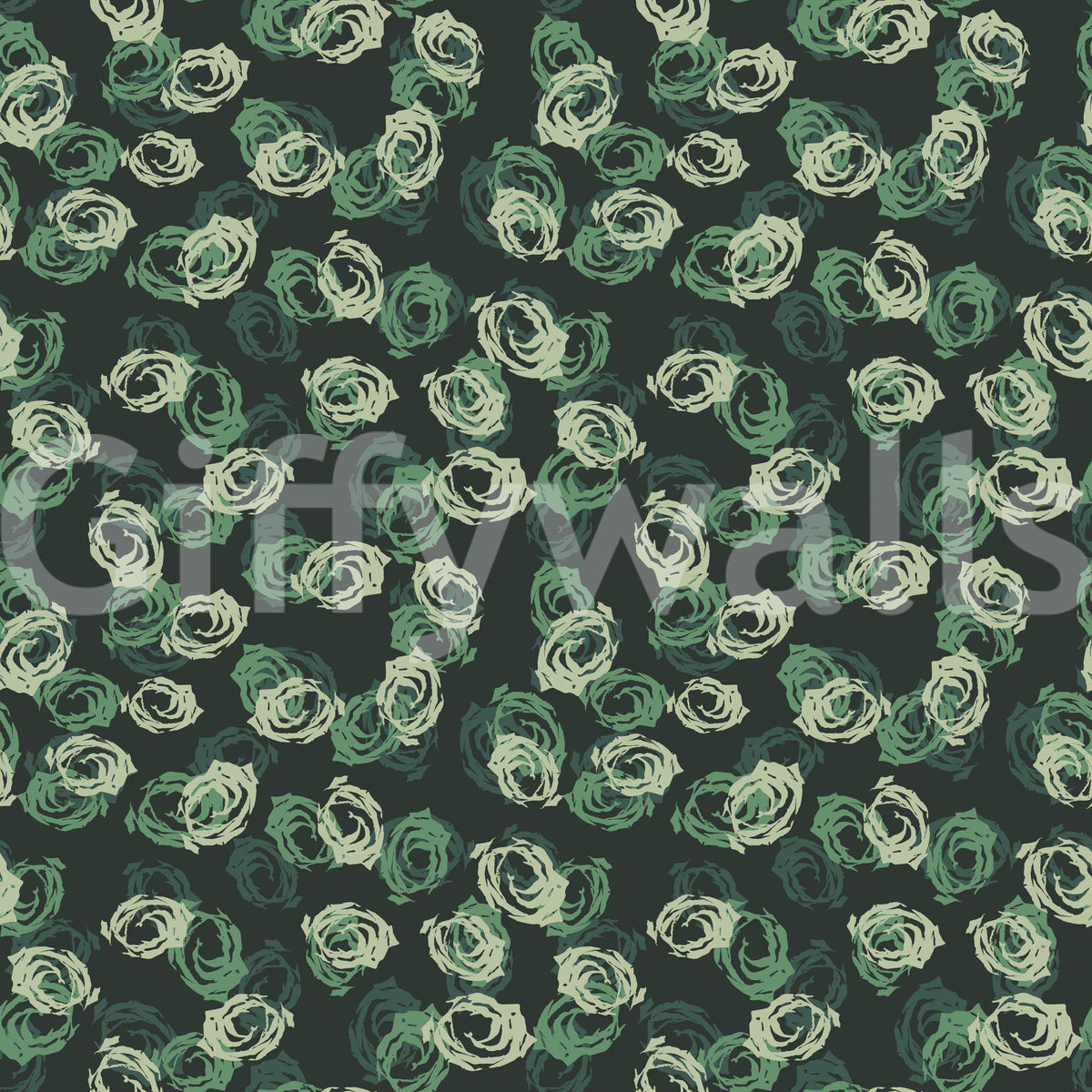 Minimalist Forest Green Swirls Wallpaper