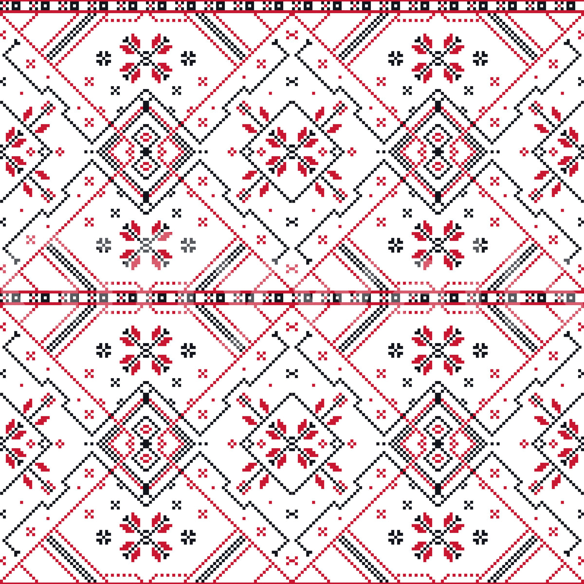 Folklore Geometric Cross-Stitch Pattern Wallpaper