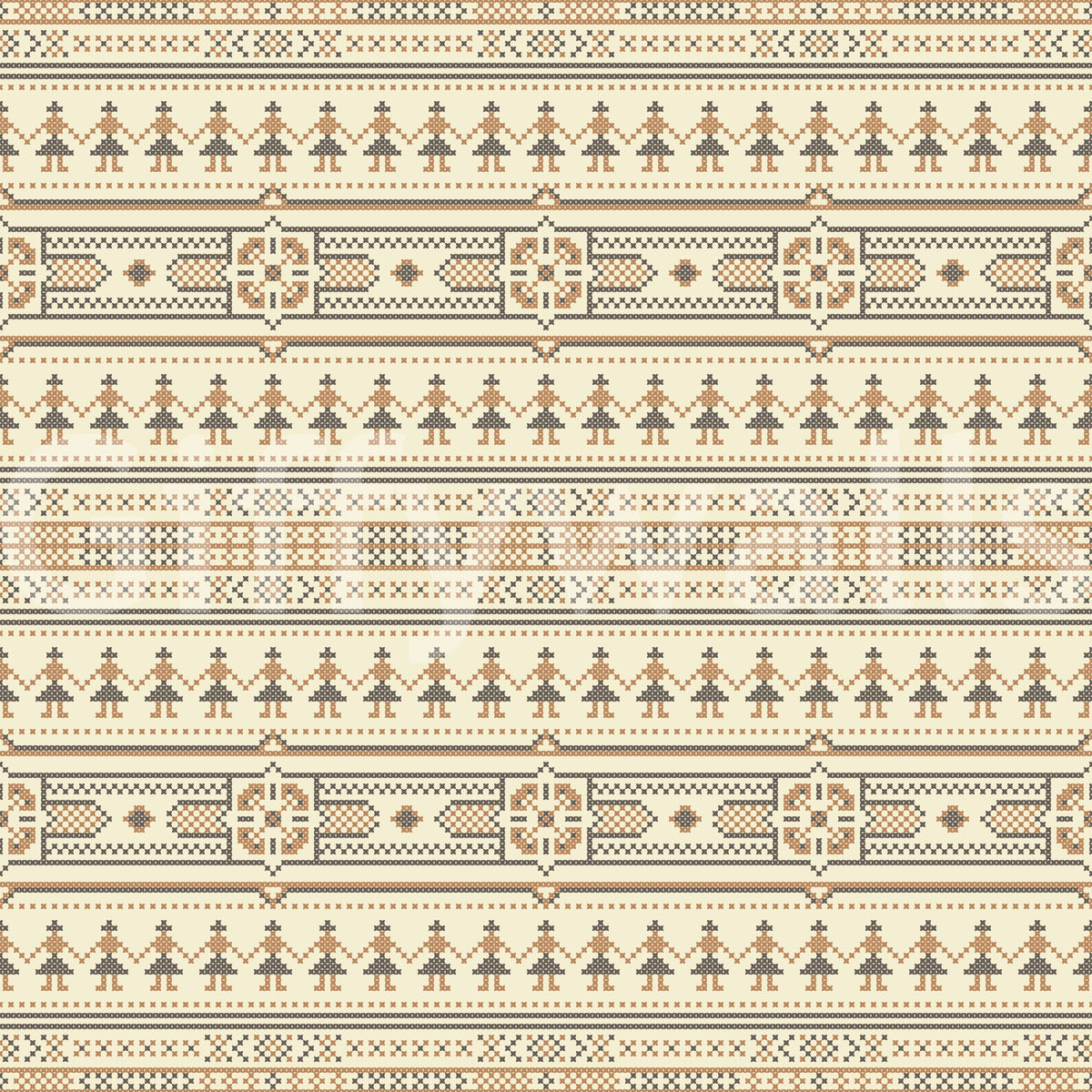 Folklore Cross Stitch Motif Wallpaper