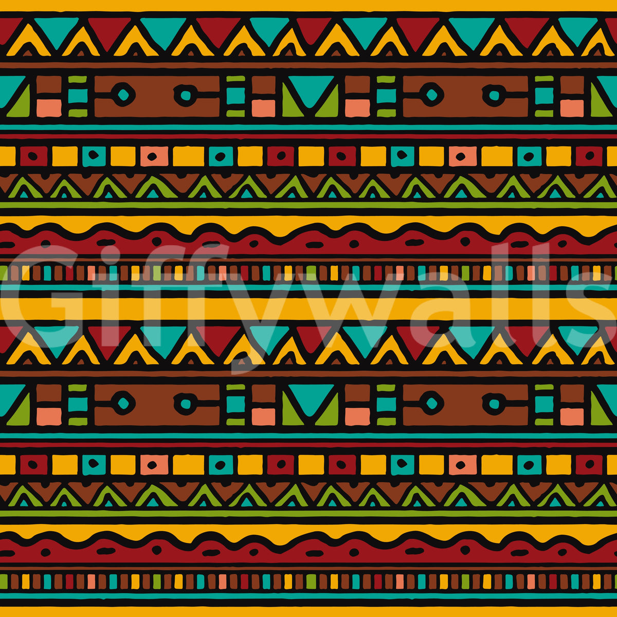 Tribal Folk Geometric Pattern Wallpaper